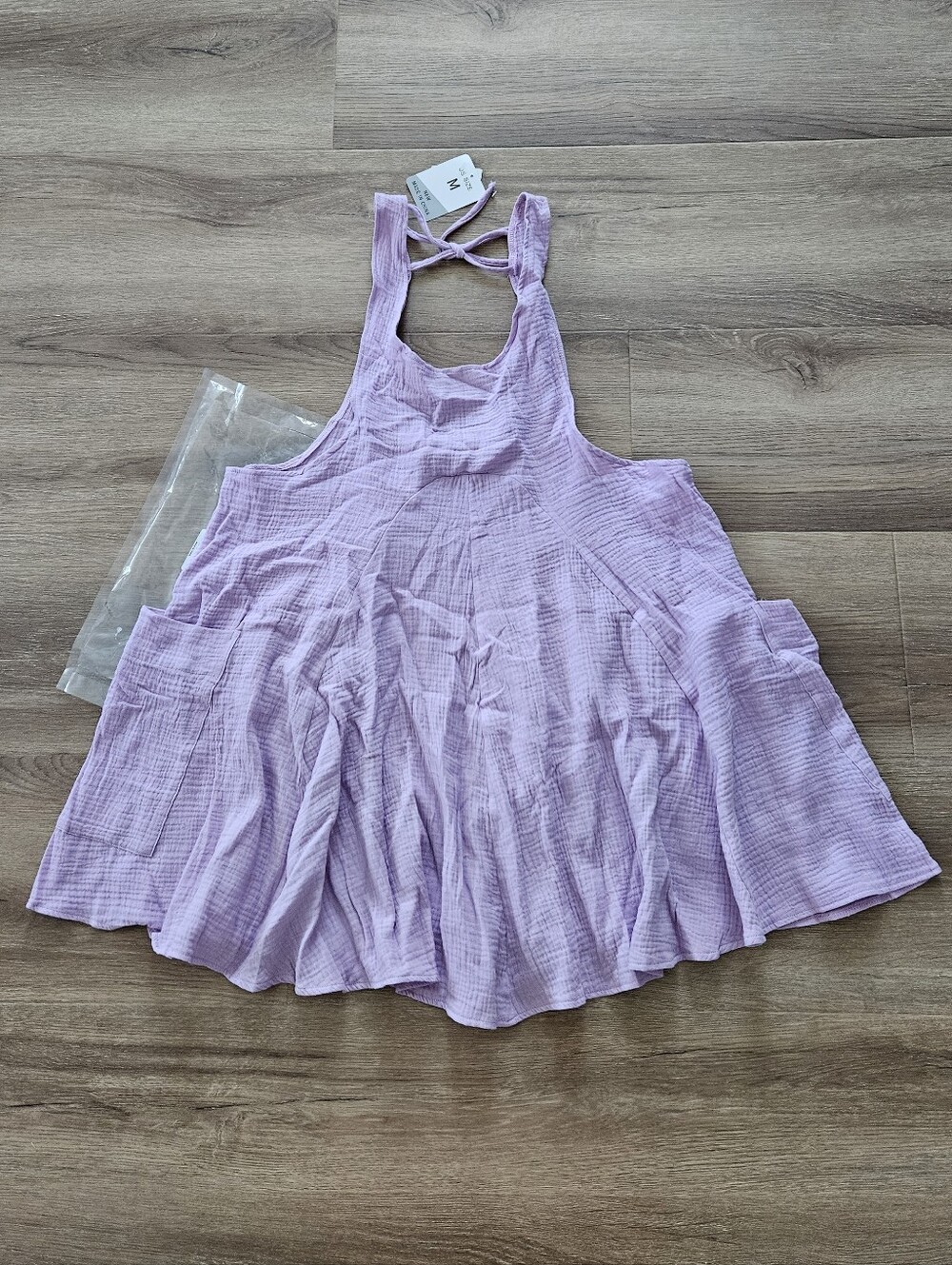 Lilac Crinkle Tank Mini Dress Size L - Picture 4 of 12